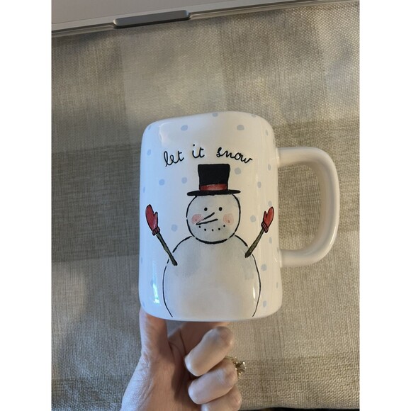 Rae Dunn by Magenta “LET IT SNOW” 20oz Snowman and Snow White Mug NEW - Picture 1 of 4